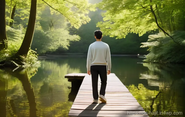 자기 성찰을 통한 불안감 극복하기 - **Prompt:** A person (gender-neutral, adult) sitting on the edge of a bed in a dimly lit, cozy bedro...